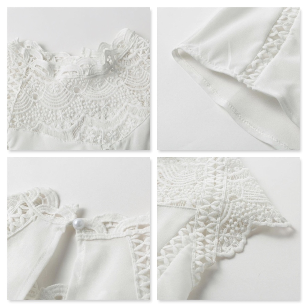 Lace Detail White Sleeveless Top - Picture 8 of 13